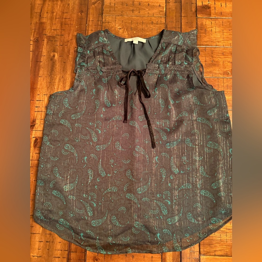 Loft Paisley Women's Sleeveless Top - Black and Green Size Small